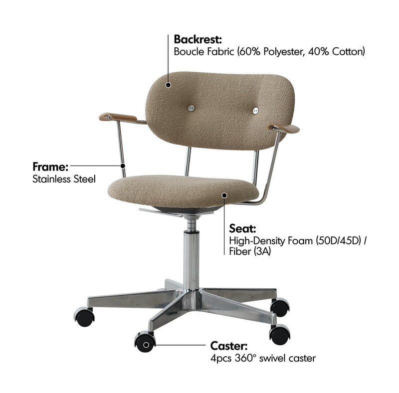 more material details of Minimalist Boucle Fabric Study Chair AODO