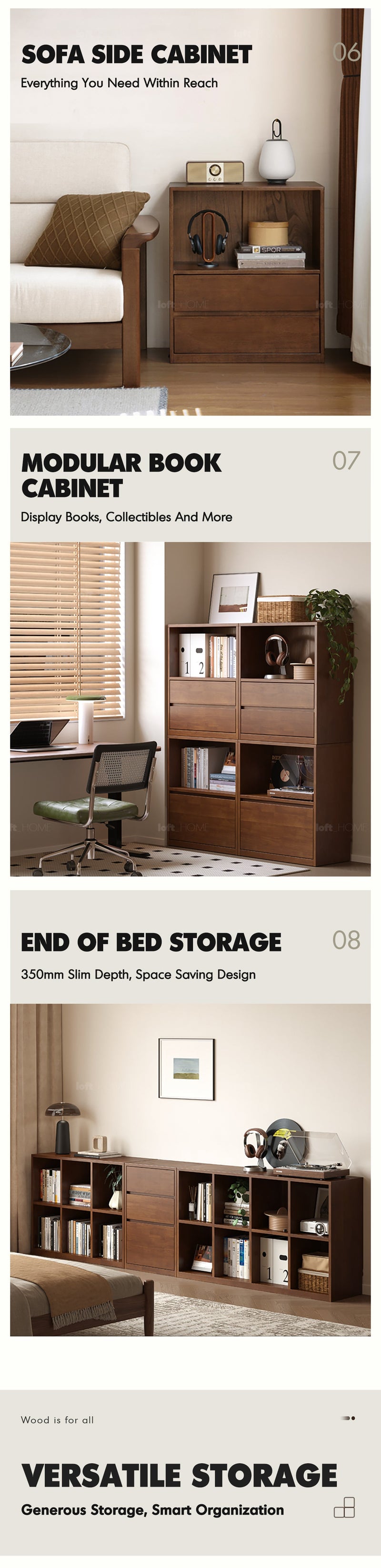 more product details and feature of Japandi Oak Wood Modular Bookshelf BLOG