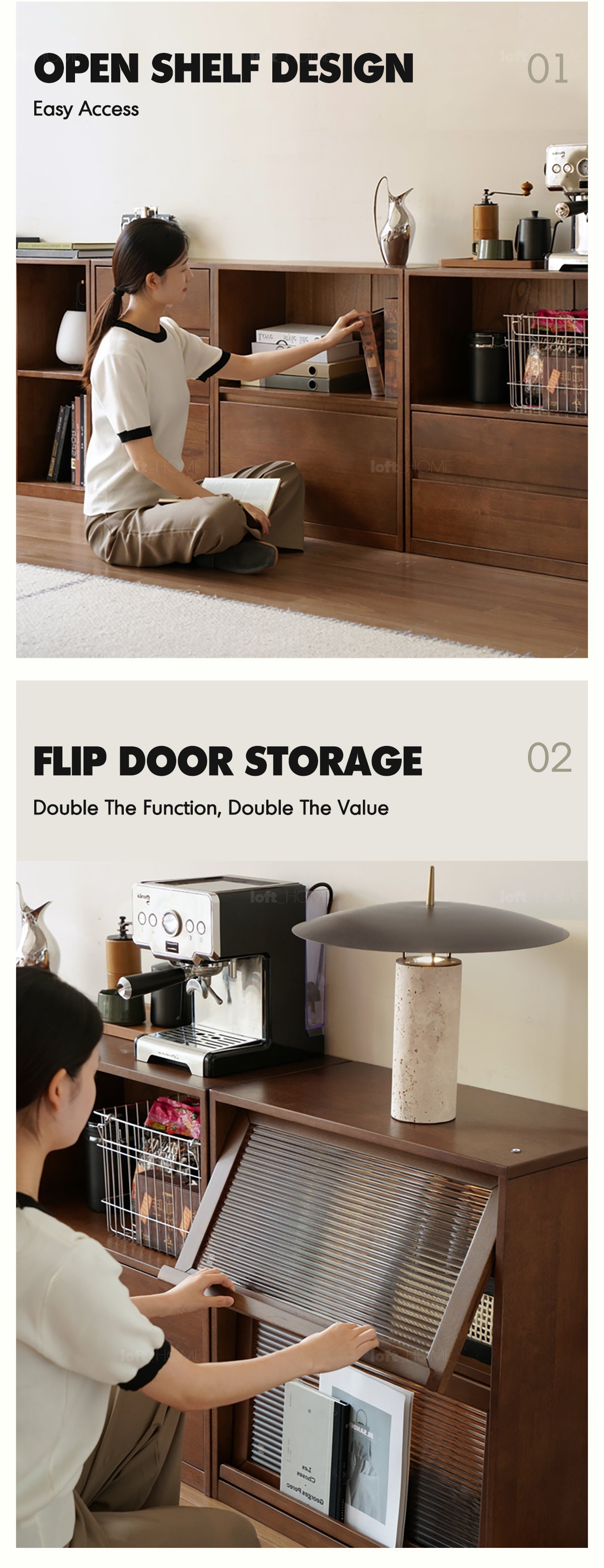 more product details and feature of Japandi Oak Wood Modular Bookshelf BLOG