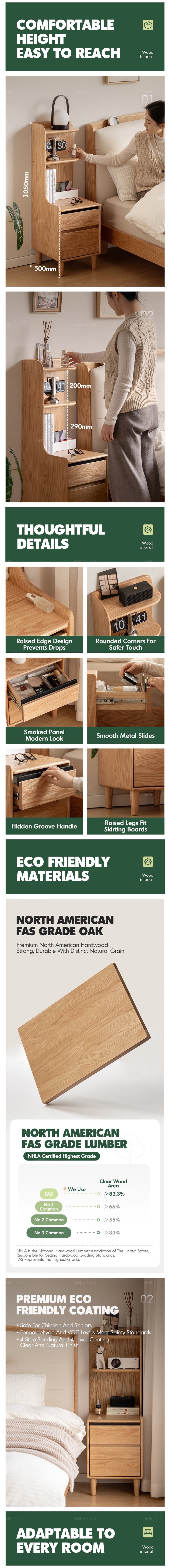 more product details and feature of Scandinavian Oak Wood Side Table Shelf LUMA