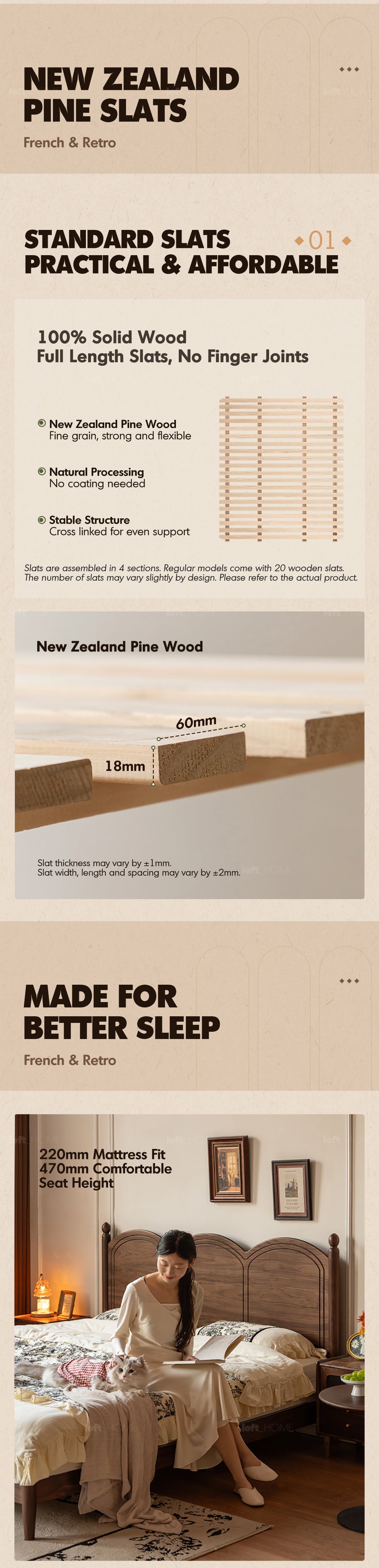 more product details and feature of Vintage Walnut Wood Bed MIDSUMMER