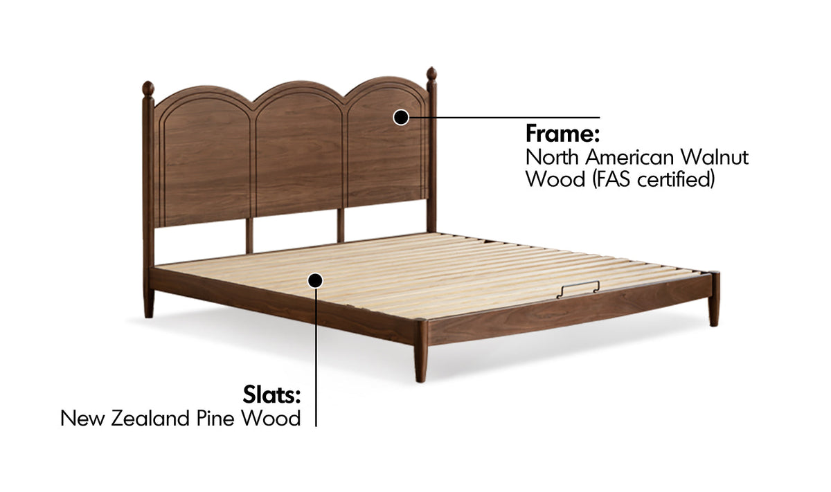 more material details of Vintage Walnut Wood Bed MIDSUMMER