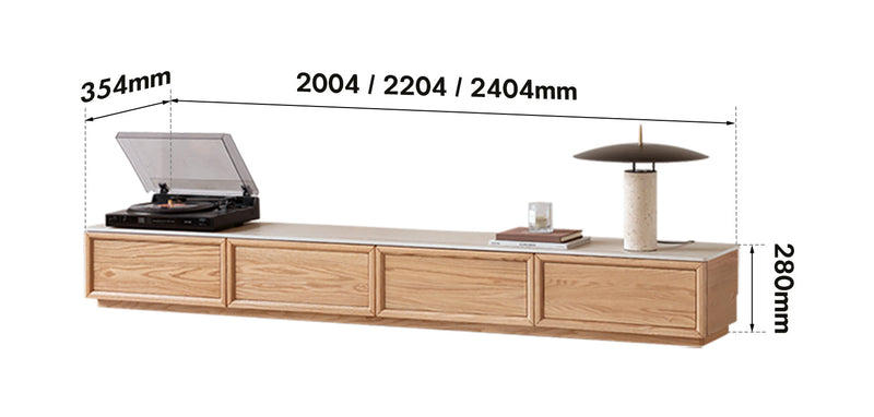 dimension detail diagram of Scandinavian Oak Wood TV Console ROCKWELL