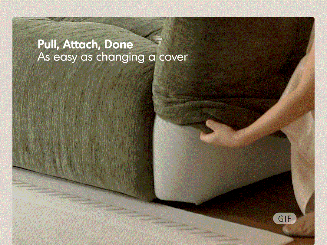 Removable fabric sofa cover for mochi sofa in real life style.