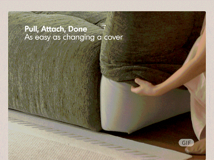 Removable fabric sofa cover for mochi sofa in real life style.