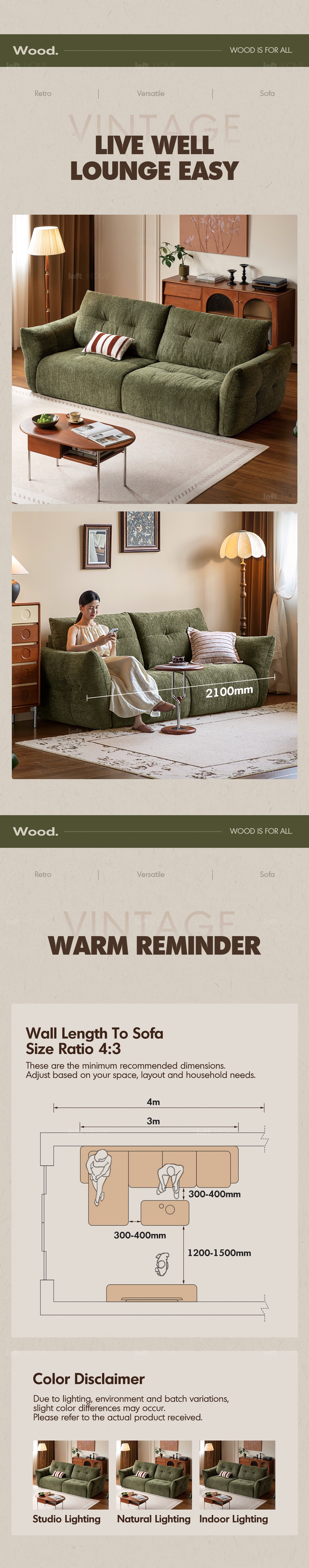 more product details and feature of Cream Fabric 3 Seater Sofa MOCHI