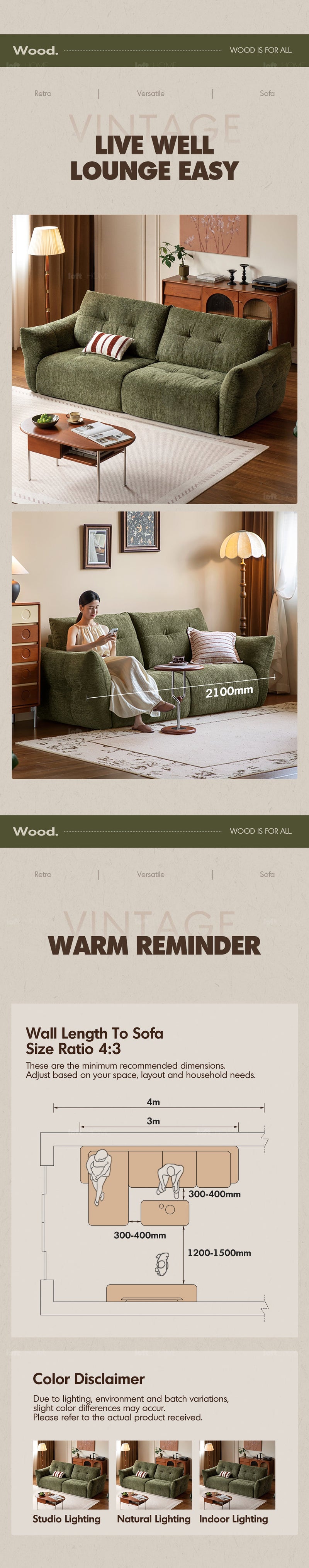 more product details and feature of Cream Fabric 3 Seater Sofa MOCHI