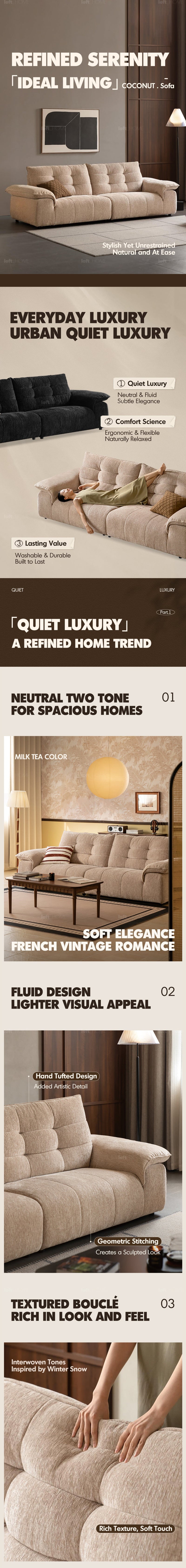 more product details and feature of Cream Chenille Velvet Fabric 4 Seater Sofa COCONUT
