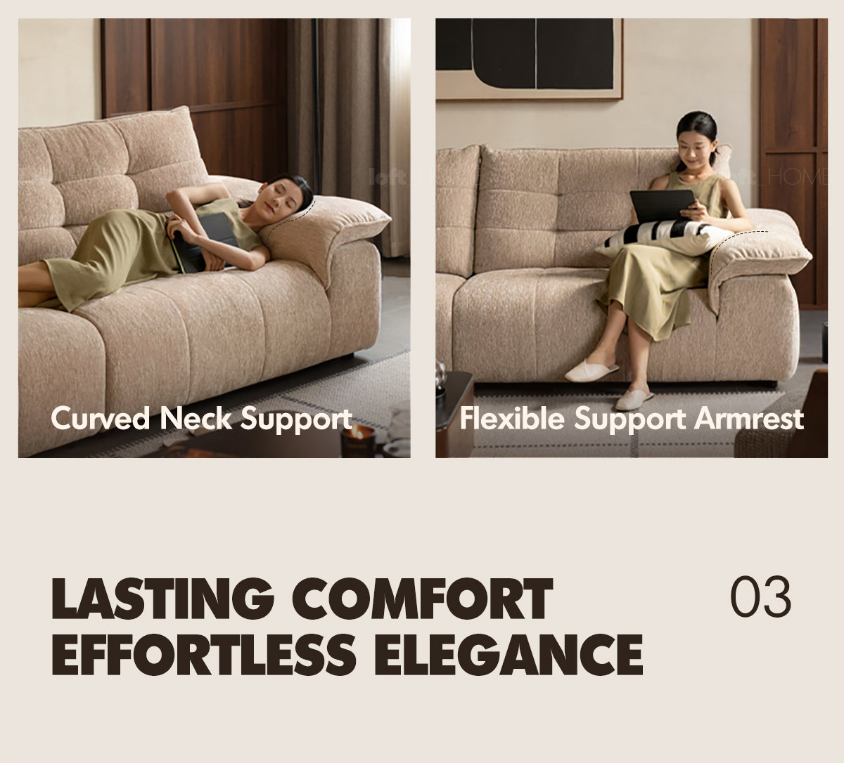 more product details and feature of Cream Chenille Velvet Fabric 4 Seater Sofa COCONUT