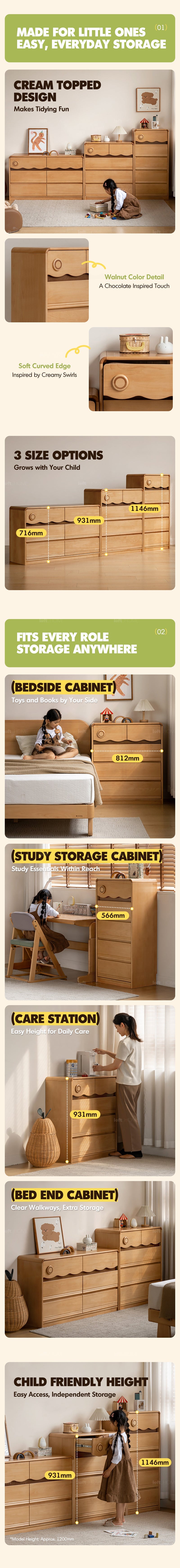 more product details and feature of Scandinavian Beech Wood Kids Chest Of Drawers CREAMY