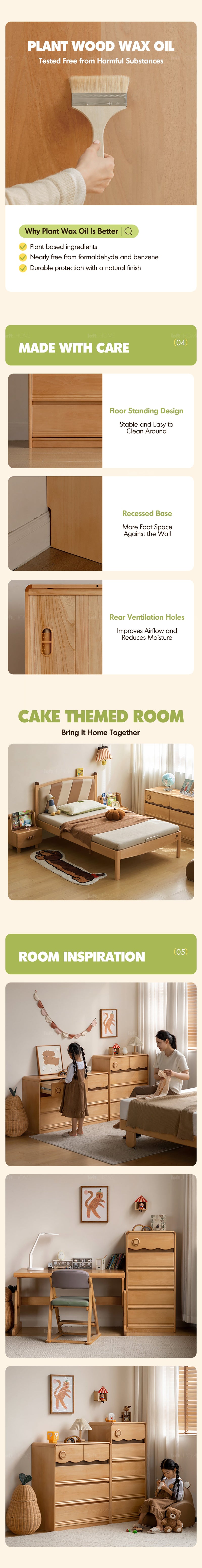 more product details and feature of Scandinavian Beech Wood Kids Chest Of Drawers CREAMY
