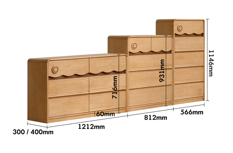 Scandinavian Beech Wood Kids Chest Of Drawers CREAMY Size Chart