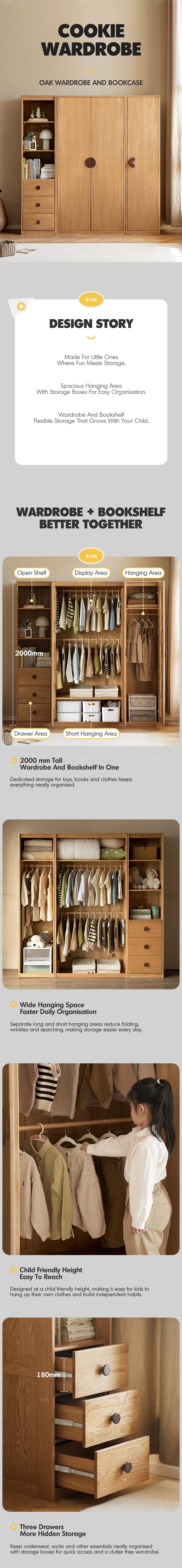 Scandinavian Oak Wood Kids Wardrobe COOKIE Good to Know Preview-1