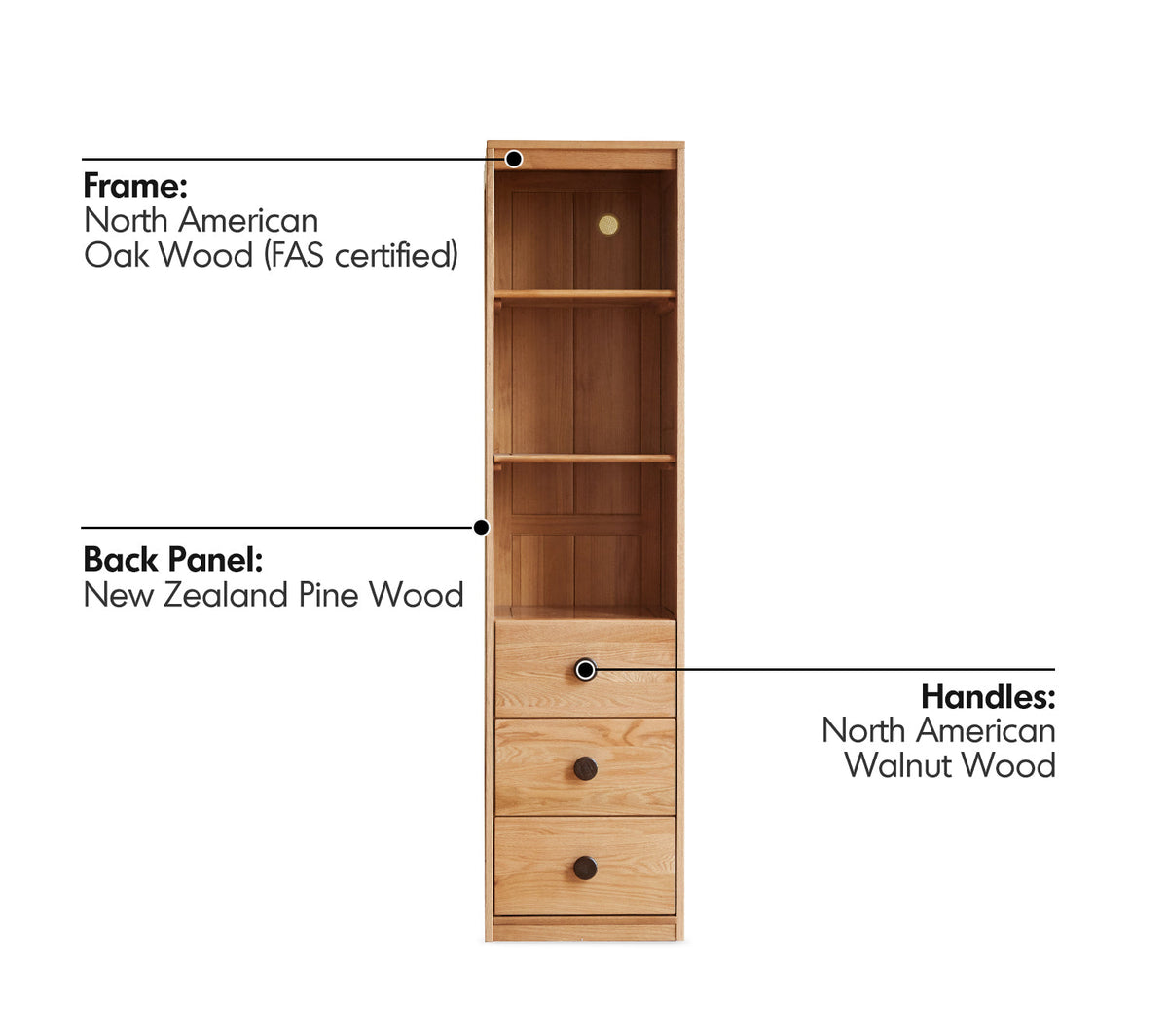 more material details of Scandinavian Oak Wood Kids Wardrobe COOKIE