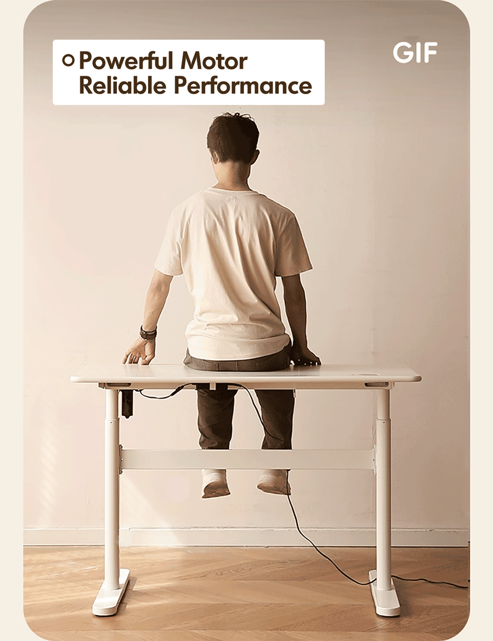 Modern rubber wood electric height adjustable study table oracle in real life style.