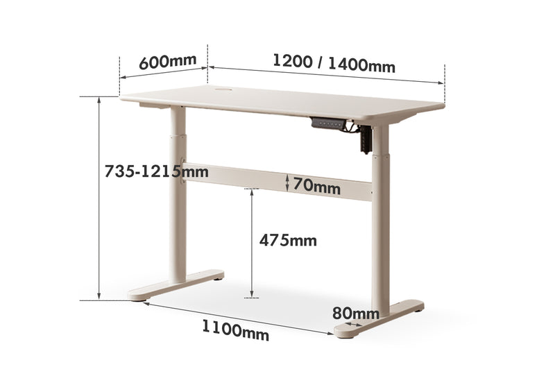 Modern Rubber Wood Electric Height Adjustable Study Table ORACLE Size Chart