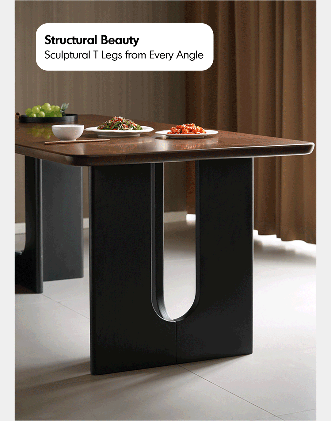 Japandi Walnut Wood Dining Table SAVOR