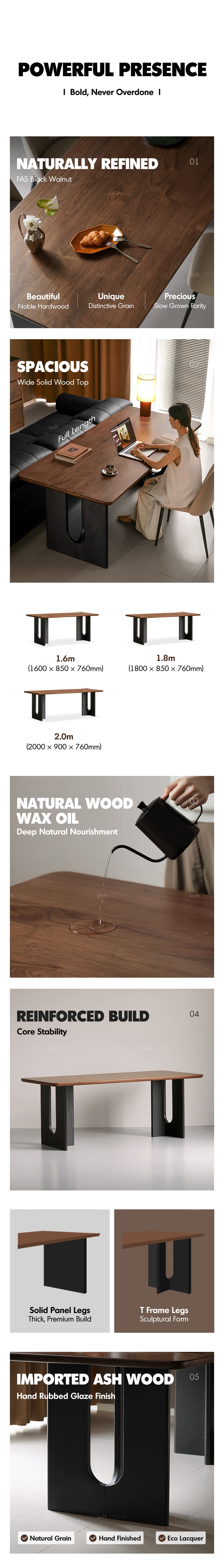 more product details and feature of Vintage Walnut Wood Dining Table SAVOR
