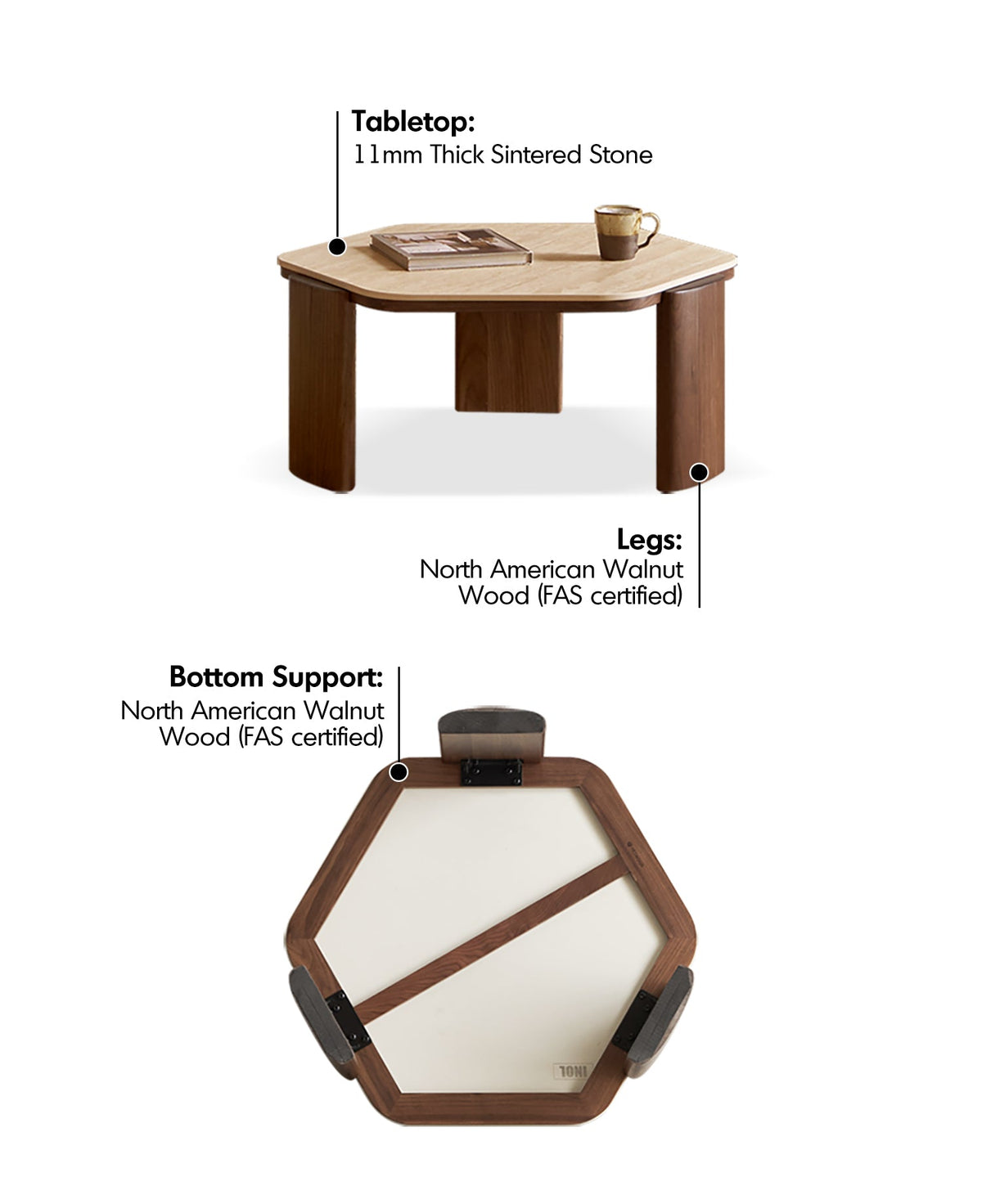 more material details of Japandi Sintered Stone Coffee Table Set SILENCE