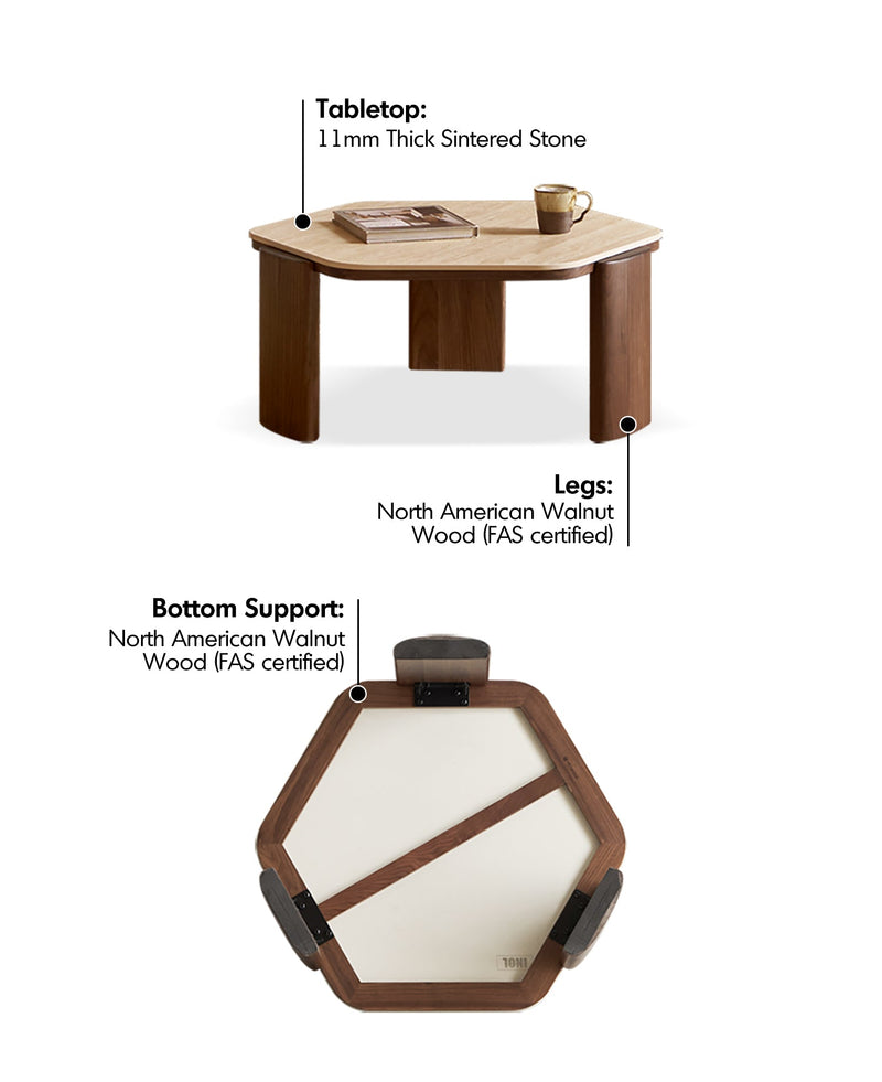 more material details of Japandi Sintered Stone Coffee Table Set SILENCE