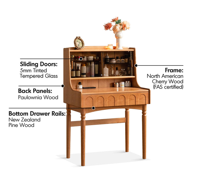 more material details of Vintage Cherry Wood Dressing Table ANNA