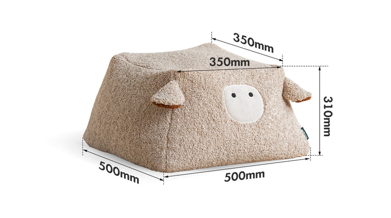 dimension detail diagram of Cream Boucle Fabric Ottoman SHEEP