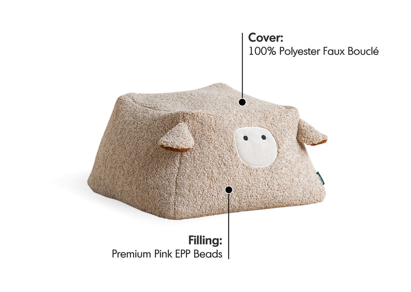 more material details of Cream Boucle Fabric Ottoman SHEEP