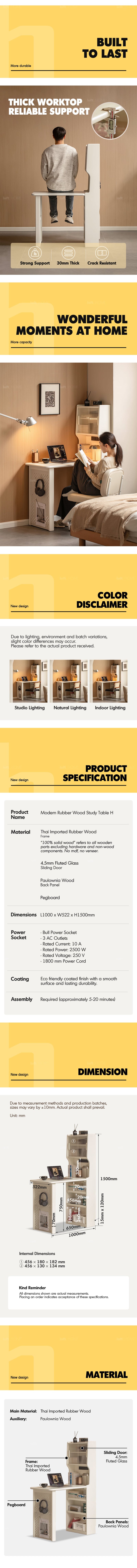 more product details and feature of Modern Rubber Wood Study Table H