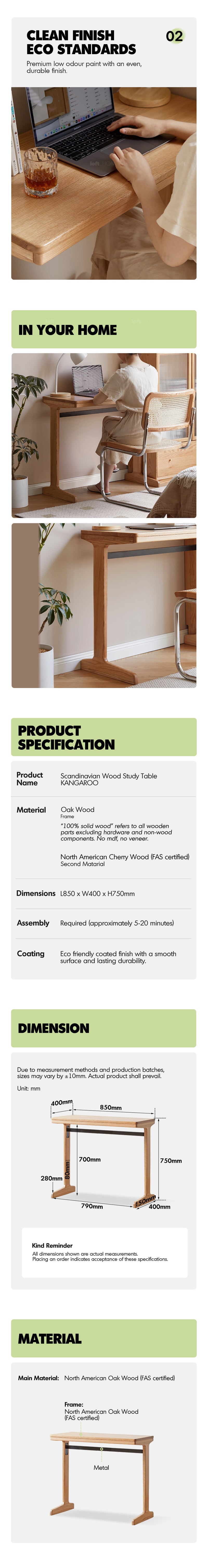 more product details and feature of Scandinavian Wood Study Table KANGAROO
