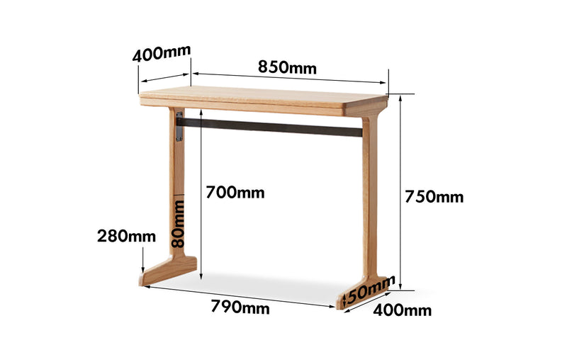dimension detail diagram of Scandinavian Wood Study Table KANGAROO