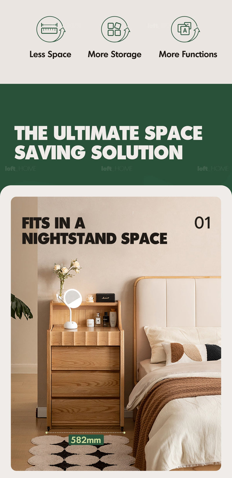 more product details and feature of Scandinavian Oak Wood Extendable Dressing Table MAGICBOX
