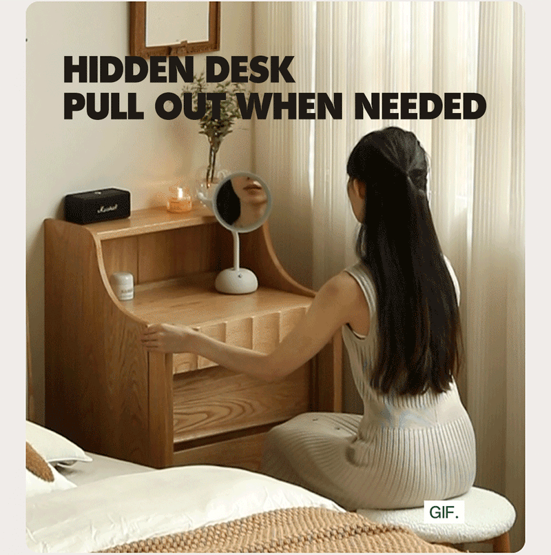 more product details and feature of Scandinavian Oak Wood Extendable Dressing Table MAGICBOX