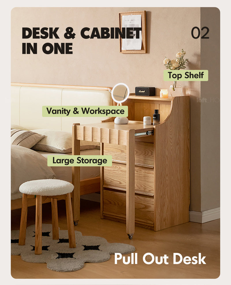 more product details and feature of Scandinavian Oak Wood Extendable Dressing Table MAGICBOX