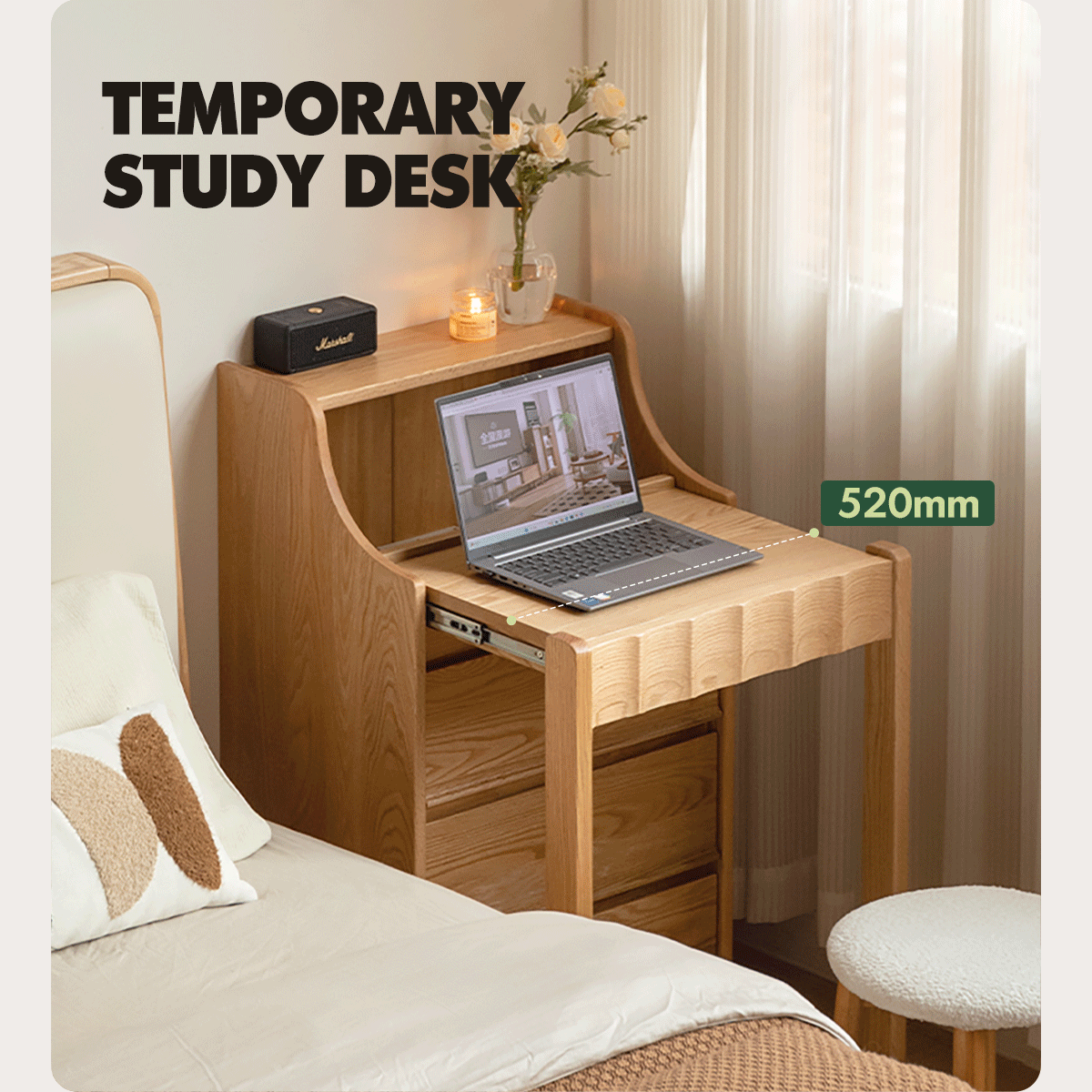 more product details and feature of Scandinavian Oak Wood Extendable Dressing Table MAGICBOX