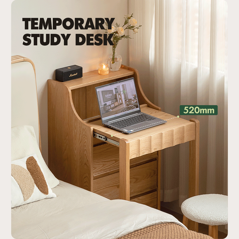 more product details and feature of Scandinavian Oak Wood Extendable Dressing Table MAGICBOX