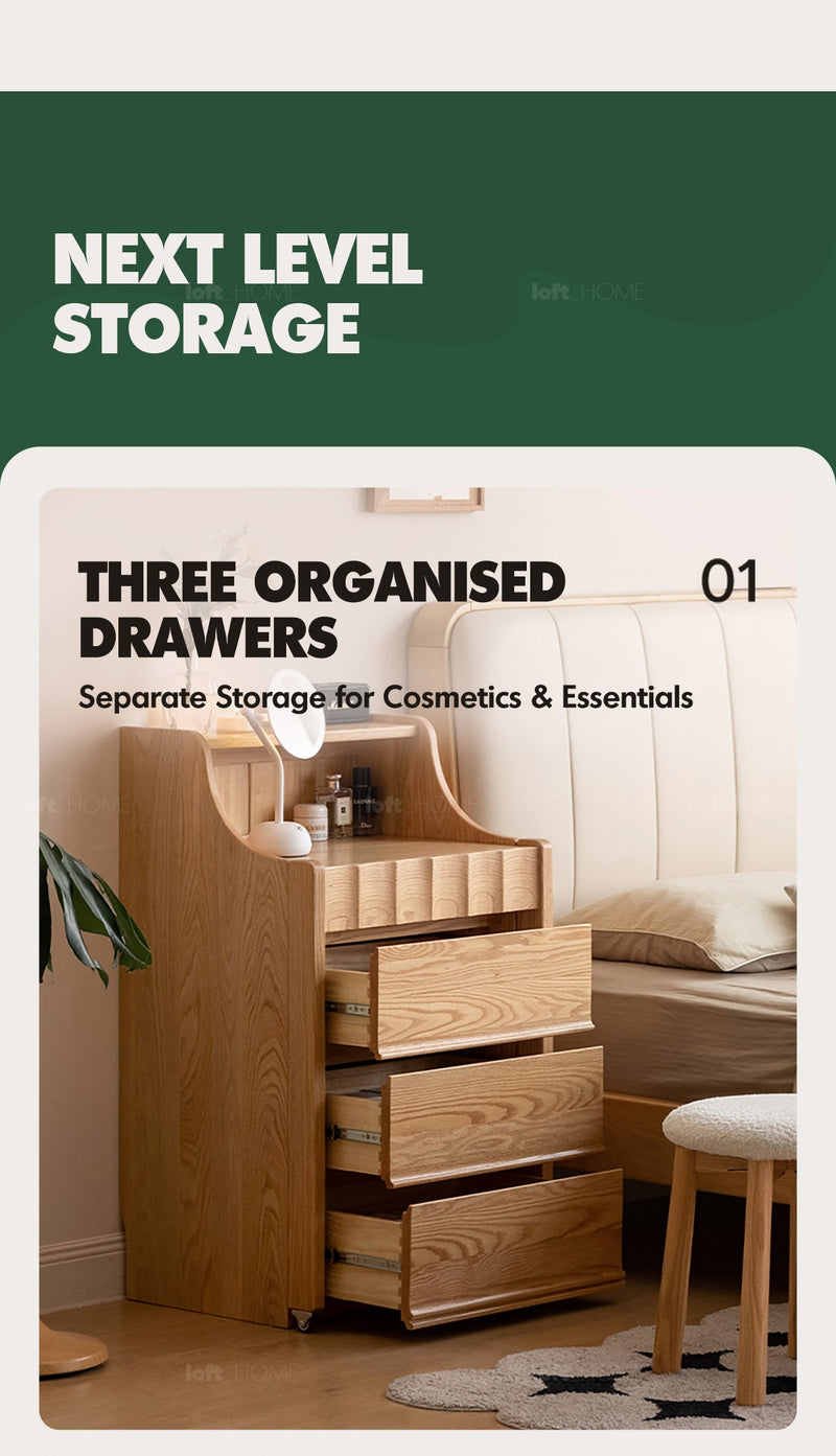 more product details and feature of Scandinavian Oak Wood Extendable Dressing Table MAGICBOX