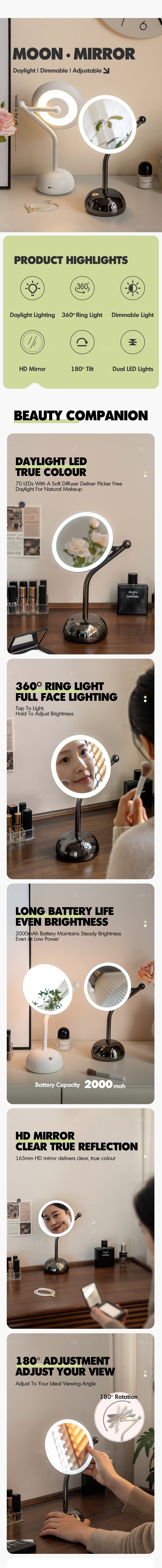 more product details and feature of Modern LED Dressing Mirror MOON