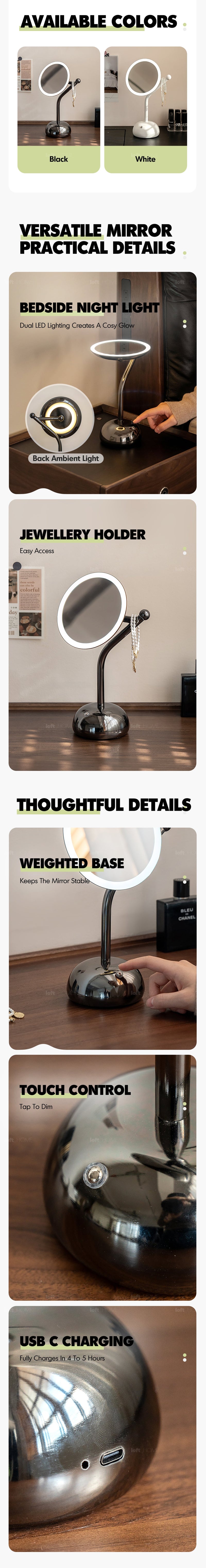 more product details and feature of Modern LED Dressing Mirror MOON