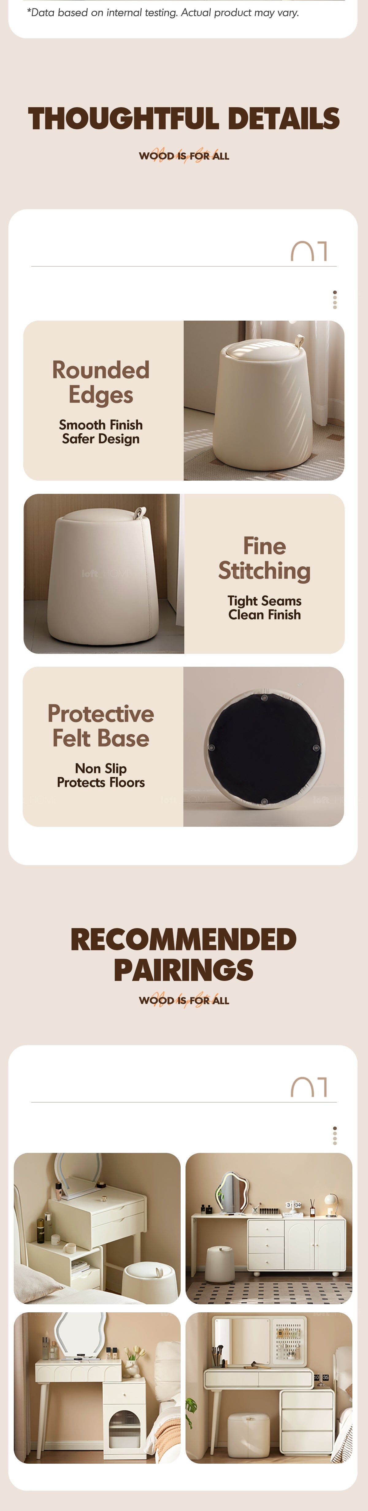 more product details and feature of Modern Microfiber Leather Dressing Stool PUDDING