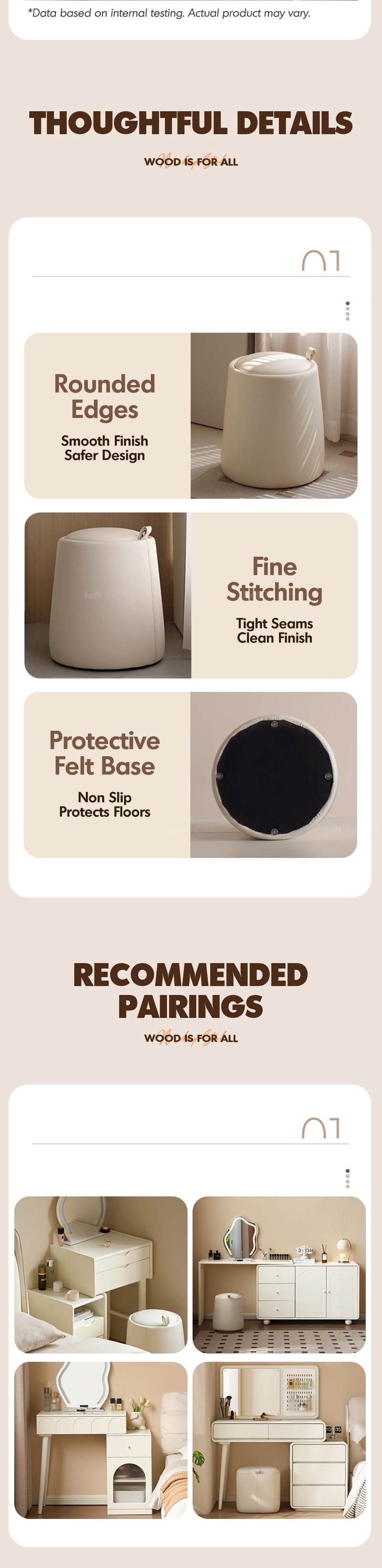 more product details and feature of Modern Microfiber Leather Dressing Stool PUDDING