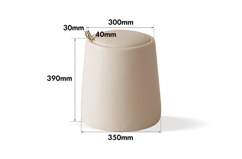 dimension detail diagram of Modern Microfiber Leather Dressing Stool PUDDING