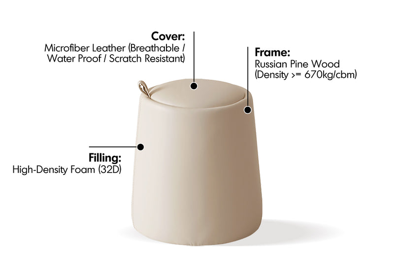 more material details of Modern Microfiber Leather Dressing Stool PUDDING