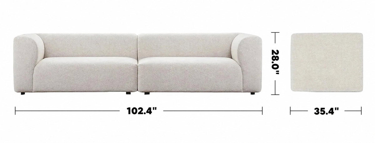 Minimalist Fabric 4 Seater Sofa FLOWER Size Chart