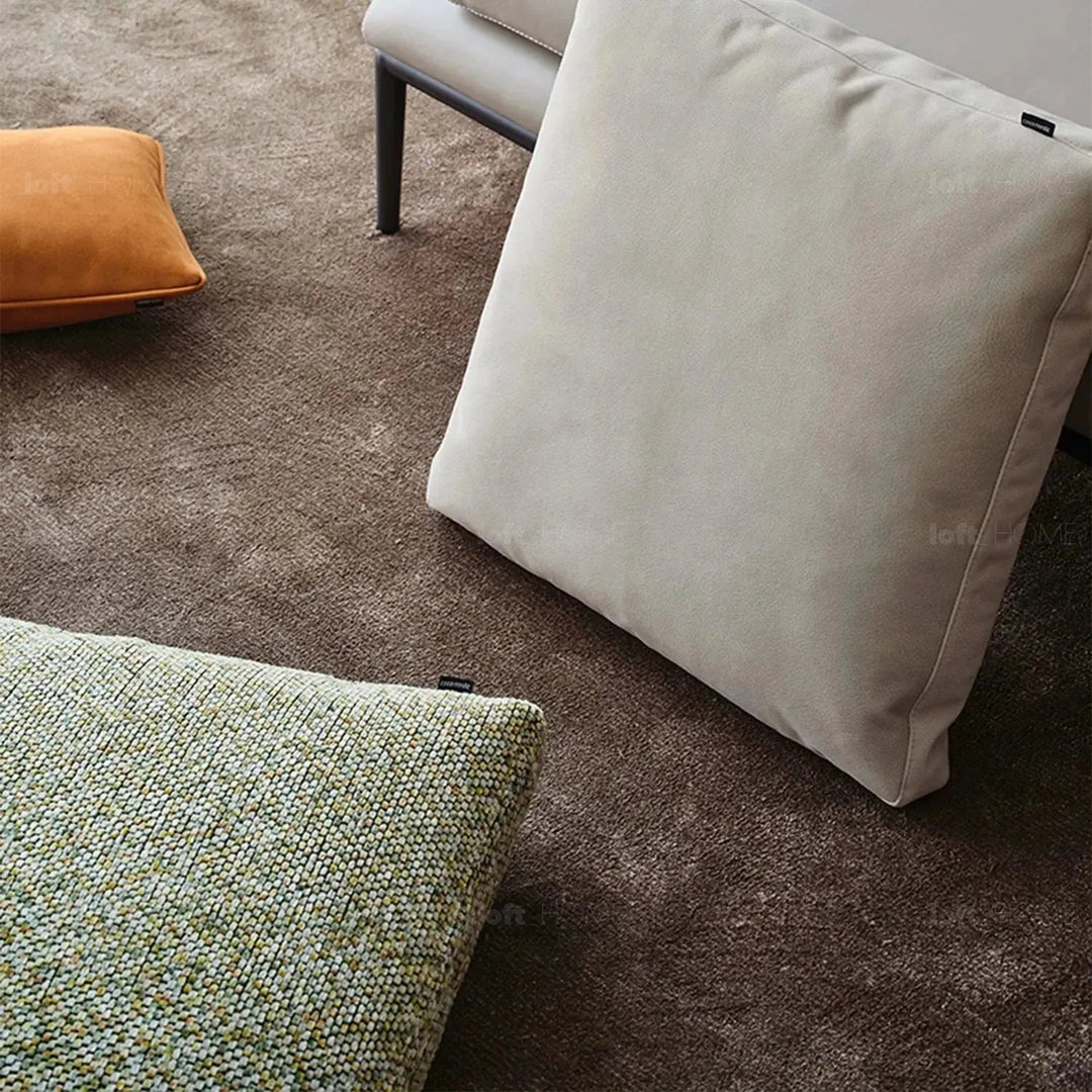Modern fabric sofa pillow summer green in details.