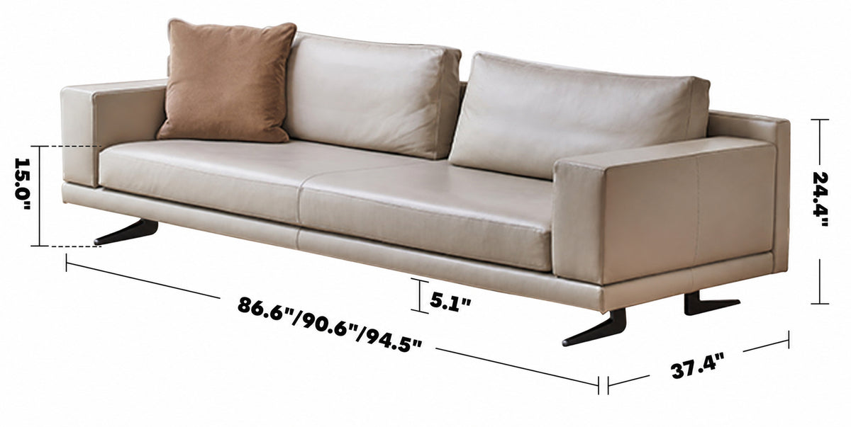 Minimalist Fabric 3.5 Seater Sofa BOLOGNA Size Chart