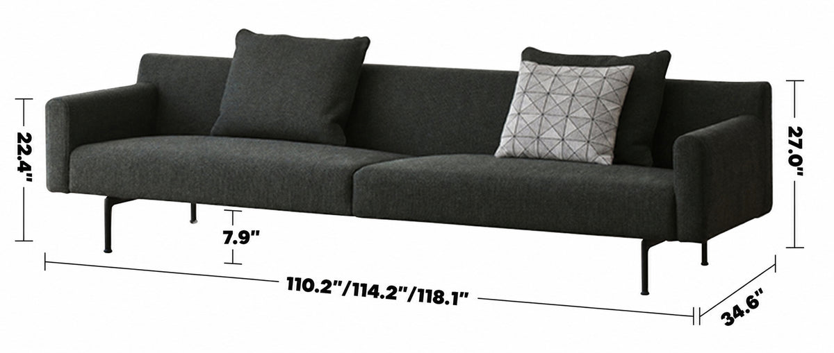 Minimalist Fabric 4.5 Seater Sofa ANN Size Chart