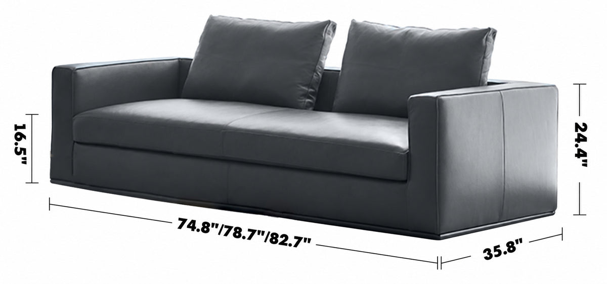 Minimalist Fabric 3 Seater Sofa COMO Size Chart