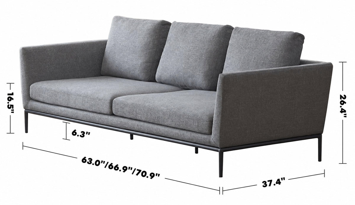 Minimalist Fabric 2 Seater Sofa GRACE Size Chart