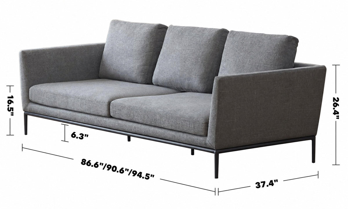 Minimalist Fabric 3.5 Seater Sofa GRACE Size Chart