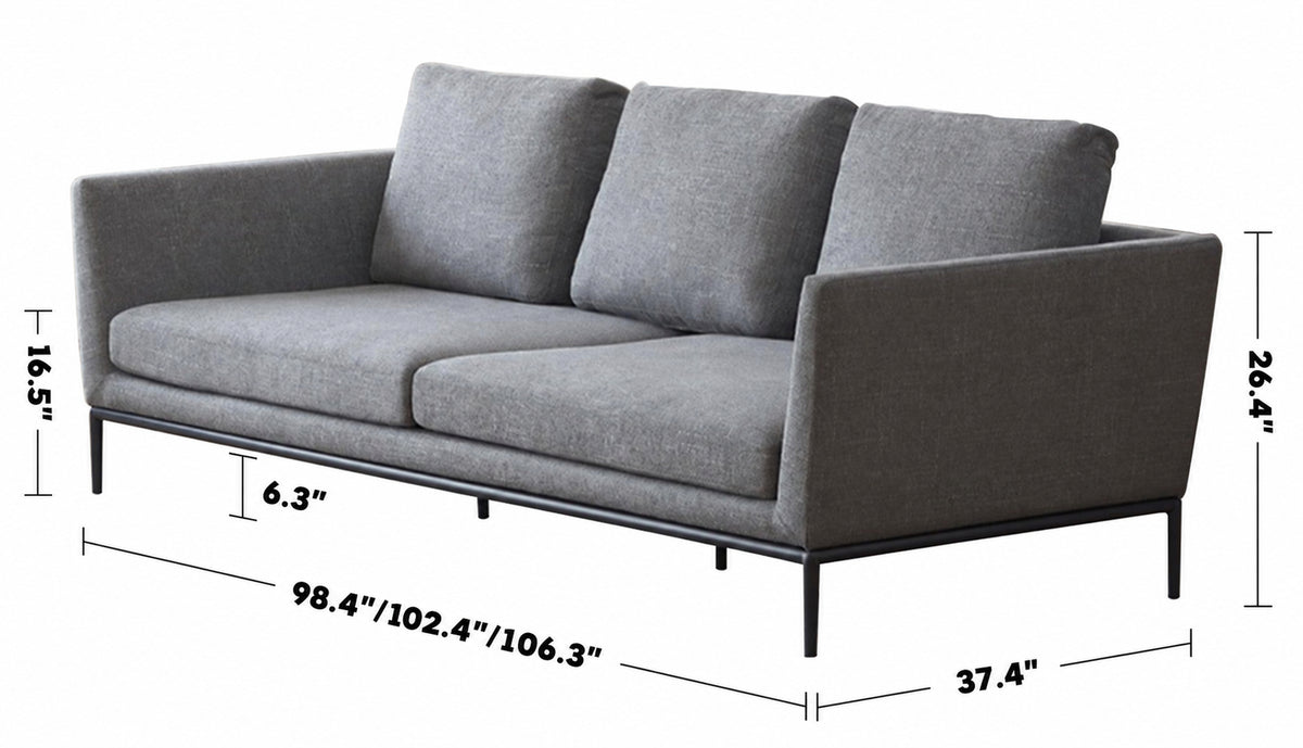 Minimalist Fabric 4 Seater Sofa GRACE Size Chart